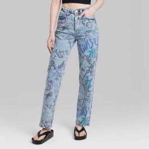 Wild Fable Women's Super-High Rise Graphic Straight Jeans